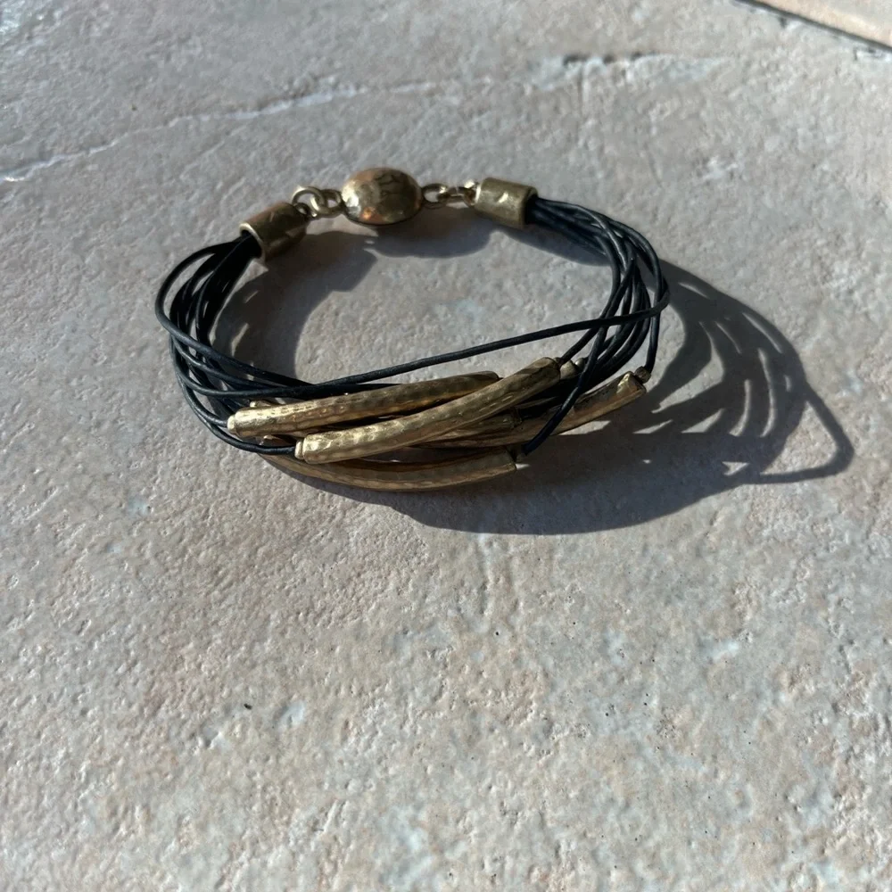Chico's Black and Gold Multi-Strand Bracelet - Picture 4 of 5